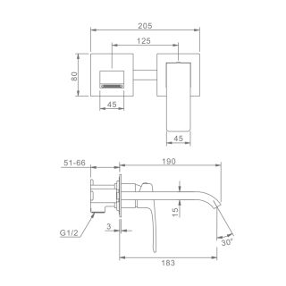 Встраиваемый смеситель для раковины Raglo R02.11.09 графит